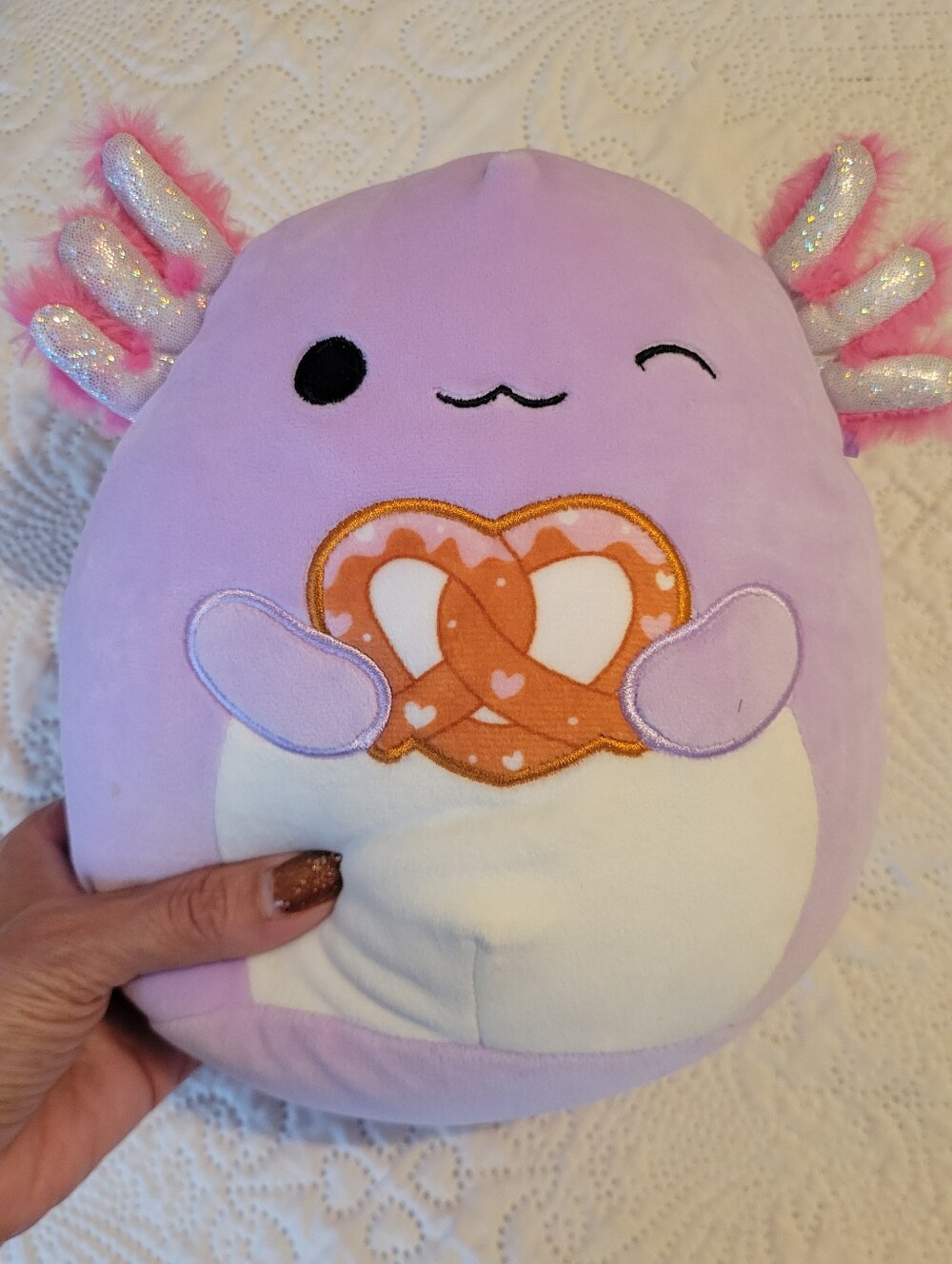 Squishmallows Monica the Axolotl plush, 2023 Valentine's Day edition. EUC.